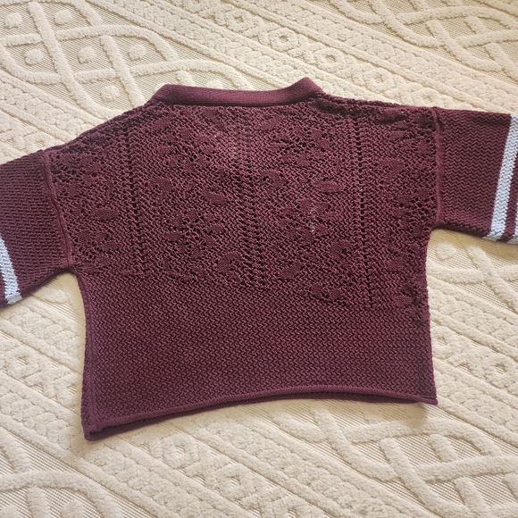 S Wild Fable Maroon Knit Crop Top with Number Design - Picture 2 of 12